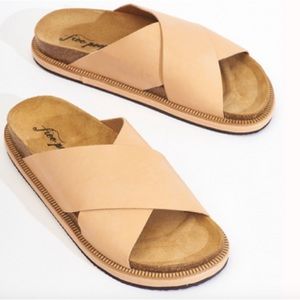 free people sidelines footbed criss cross strap slide on sandals